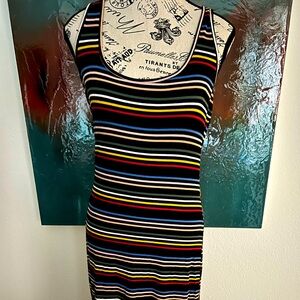 Super cute multi-colored striped dress with side slits